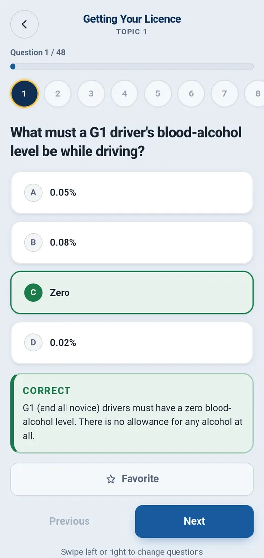 A practice question answered correctly with its explanation
